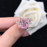 Solid 14K White Gold AU585 Platinum PT950 5 Carat Pink Diamond Ring Pink Diamond Fashion Simple Squa