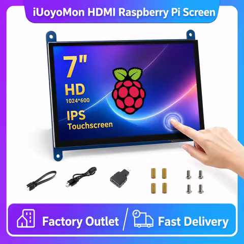 7 Inch Raspberry Pi 5/4/3/2/B/B+/A+ Monitor 1024x600 IPS Capacitive Touchscreen Drive Free HDMI Disp
