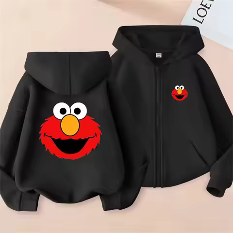 Fashion SESAME STREET Sweatshirts Elmo Zip Up Hoodie Children Clothes Kid Girl Boy Sweatshirt Zipper