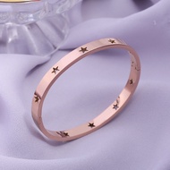 KUMAYES Rose Gold Lucky Hollow out Buckle Retro Exquisite Women Bangle Korean Style Bracelet Fashion Jewelry Star Bangle