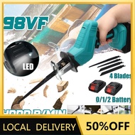 98VF Green Cordless Reciprocating Saw with 1/2pc Li-ion Battery 4 Blades Portable Rechargeable Metal