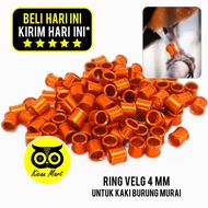 KICAU MART Ring Kaki Burung Murai 4 Mm Gelang Cincin Kaki Velg Alumunium Polos Ring Warna Tanpa Nama 4mm Penanda Kaki Burung Murai Batu Trotol