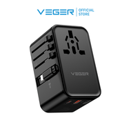 อะแดปเตอร์ VEGER VA-INT07 Universal Travel Adapter ปลั๊ก Type-C USB-A อะแดปเตอร์พกพา ใช้งานได้มากกว่