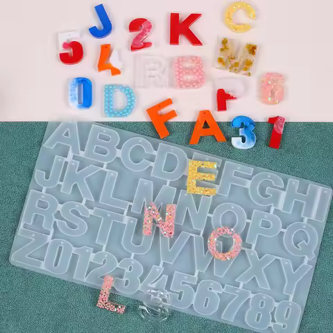 Letter Number Keychain Silicone Mold with Hole DIY Alphabet Pendant Earring Jewelry Crafts Casting E