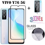 Vivo Y76 5G ฟิล์มกันรอยกระจกนิรภัยป้องกันหน้าจอกระจกนิรภัย + ฟิล์มติดกล้อง + ฟิล์มด้านหลังฟิล์มติดเล