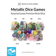 MDG Assorted Loose Premium Resin Dice per Piece (D4 D6 D8 D10 D12 D20 D100) - Random Color