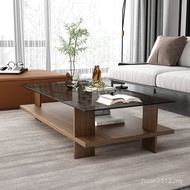 Net Coffee Table Household Square Office Small Apartment Tea Table Living Room Tempered Glass Simple