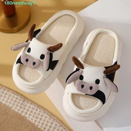 NEEDWAYJ Cartoon Cow Capybara Slippers, Non-Slip Cartoon Cow Linen Slippers, Fun Soft Thick Sole Kaw