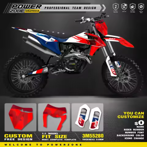 PowerZone Custom Team Graphics Backgrounds Decals Stickers Kit For KTM SX SXF XC MX 19-22 EXC XCW En
