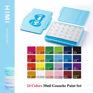 [Pjga] HIMI Gouache ชุดสี18/24สีศิลปินกูชรูปวาดสีน้ำถ้วยเจลลี่ปลอดภัย30มล. สำหรับผู้ชนะ