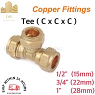 🔥Ready Stock🔥Copper Pipe Fitting Tee CxCxC / Water Pipe Fitting ( 15mm / 22mm / 28mm )