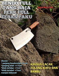 bendo bedok tebas paku full tang baja per sepuh cacah tulang kayu dan bambu tebal 8 mm