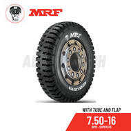 MRF Tire 7.50-16 16PR LUG Superlug (Made in India) w/ Free Interior Tube and Flap 750x16 truck tires