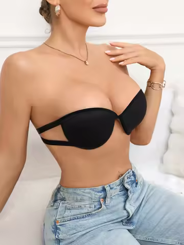 1Pcs XS-XXL Strapless Women's Bra Solid Basic Push-up Bra Thin Cup Breathable Underwire Seamless Bra