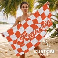 1pc Customized Name Beach Towel, Can Print Name And Text, Also Can Be Used As Pool Towel, Personaliz
