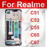 For Realme C51 C53 C55 C65 C67 5G Front LCD Frame Cover LCD Housing Holder Bezel Case Flex Replaceme