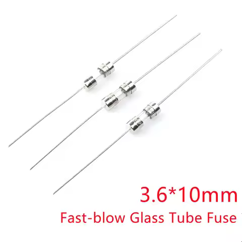 20Pcs 3.6*10mm Straight Pin Fast Blow Glass Fuse 3.6x10mm 250V 0.1A 0.5A 1A 2A 3A 3.15A 4A 5A 6A 8A 