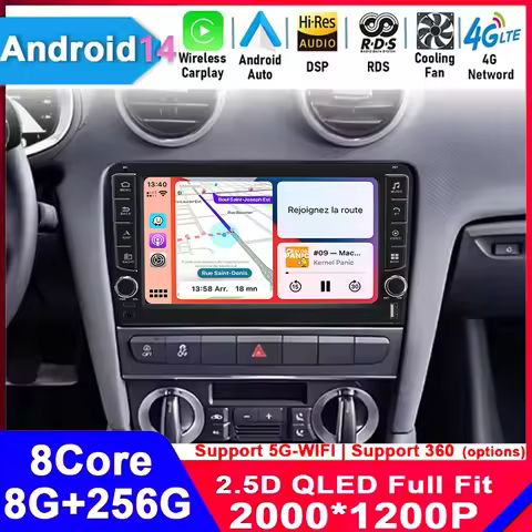 Android 14 WIFI+4G Carplay Car Radio GPS For Audi A3 2 8P 2003-2013 S3 2 2006-2012 Car Stereo Multim