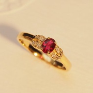 18K金紅寶石復古戒指 18K Gold Songea Ruby Vintage Bow Ring
