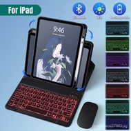 [Free shipping]nixxos for iPad rotatable case with backlight Bluetooth keyboard LED 7 light color 720 ° rotation leather cover with Pen slot for 10.9 iPad 10th air4/5 Pro 11 inch 1