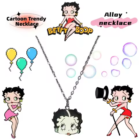 Betty Anime Cartoon Merchandise Trendy Hip-Hop Necklace for Girls and Boys, Korean Style Pendant, Be