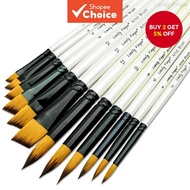 Lonely Finger 12PCS Round and Angular Paint Brushes for Acrylic Painting, Wood Handle Artist Craft W
