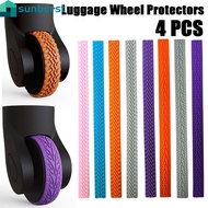 4Pcs Luggage Wheel Protectors - Silicone Material - Roller Protective Stickers - Wheels Guard Cover Accessories - Non-slip Denoising - Shearable Self-adhesive Flexible