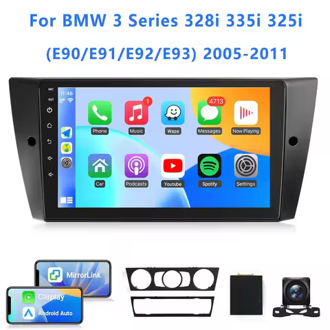 9 Inch Touchscreen Wireless Car Stereo Radio For BMW 3 Series 328i 335i 325i (E90 E91 E92 E93) 2005-