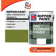Nippon Paint Zinc Phosphate 5L Primer Grey Green Color Undercoat Iron &amp; Steel Low Gloss Home Paint Nippon Primer