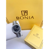 [ PREMIUM ITEMS✅] New BONIA Diamond with Date Jam Tangan Wanita Stainless Steel Silver Ladies Luxury