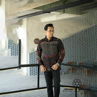 Baju kemeja batik pria lengan panjang premium reguler fit kawung abadi Arshaka