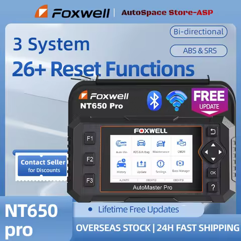 FOXWELL NT650 Pro OBD2 Scanner Diagnostic Scan Tool 3 System Car Scanner ABS SRS Car OBD2 Scanner Di