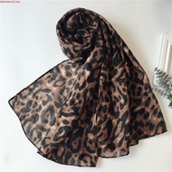 【Ready Stock】Tudung Printed Cotton Shawl Leopard Ladies Scarf Mum Fashion Hijab Long Wide 180cmX90cm