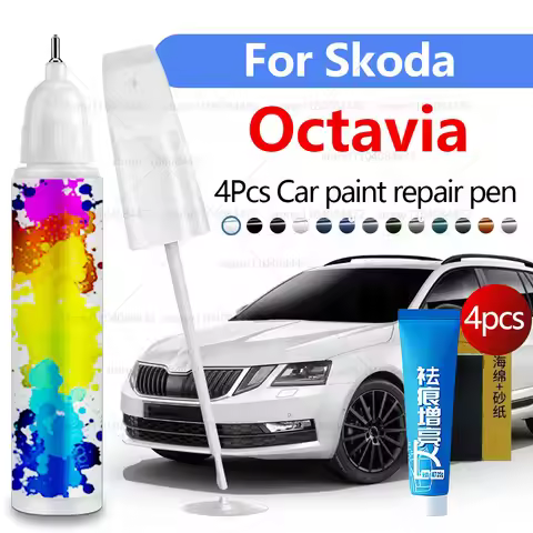 Car Paint Repair Pen For 1996-2025 Skoda Octavia Paint Scratch Repair Accessories 4PCS Black White2Y