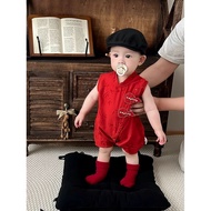 ✨Baby One Hundred Days Catch Week Dress Chinese Style Sleeveless Jumpsuit Little Month Old Baby One 