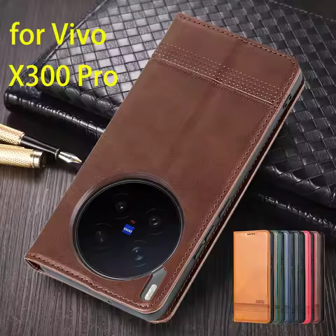 Deluxe Magnetic Adsorption Leather Fitted Case for Vivo X300 Pro Ultra X300s Flip Cover Protective C