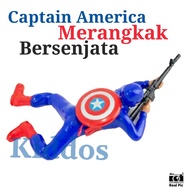 Captain America Creeping Carrying A Boy Toy Rifle
