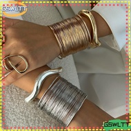 GSWLTT Bracelet, Smooth  Wide Cuff Design Wide Cuff Bracelet, Fashion Open Spring Closure Chunky Sty