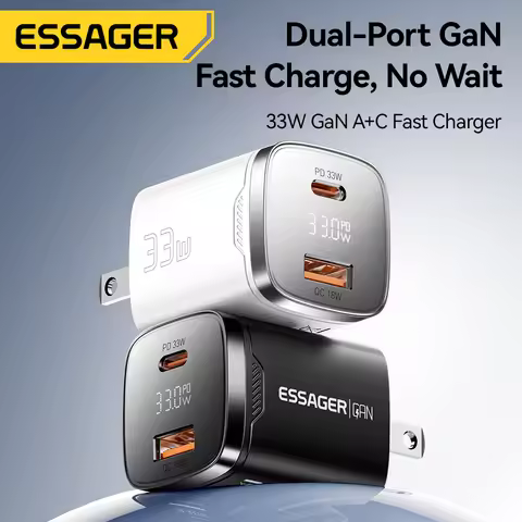 Essager 33W GaN USB C Charger Digital Display PD Fast Charging For iPhone 17 16 15 Pro Max iPad Xiao