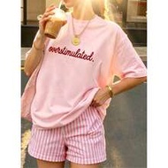 1pc Women's Summer Round Neck Loose Casual Short Sleeve T-Shirt Top INS, Y2K Style Top, With America