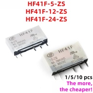5pcs/1pc Relay HF41F-5-ZS HF41F-12-ZS HF41F-24-ZS Ultra Thin Power Relays 5 Pin 6A