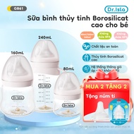 Dr.isla Milk Bottle made of glass material 80ml 160ml 240ml BPA Free anti-colic design suitable for 