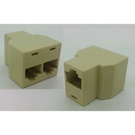 RJ45 Female to 2 RJ45 Female Socket Adapter Converter 8 pin
