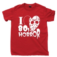 Men T shirt print short sleeve  I Love 80s Horror Movies T Shirt Halloween Jason Voorhees Zombie DVD