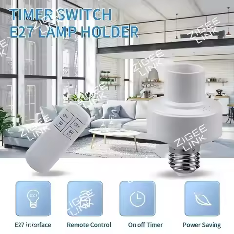 RF 433MHz Remote Control LED Bulb Smart Timer Lamp Holder 100-265V ON Off Light Bulb Base Socket E27