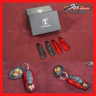 Porsche Cayman 718 Key Cover Carbon Fiber Black Red Penutup Kunci