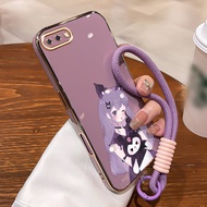 UNGU GANTUNGAN Casing hp For OPPO A5 A3s A12E Reaper C1 Realme 2 Case Girl purple hair cartoon Kasin