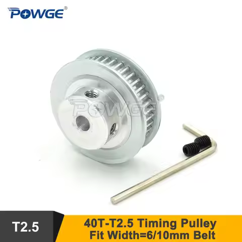 POWGE 40T 40Teeth T2.5 Timing Pulley Bore 5/6.35/8/10mm Fit W=6/10mm T2.5 Synchronous Belt 40 Teeth 