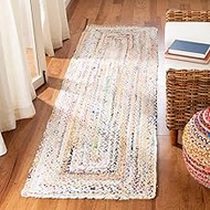 Safavieh Braided Collection BRD210B Handwoven Ivory and Multicolored Runner (2'3" x 8')