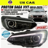 (V2) Proton Saga VVT 2016-2025 Breathing Led Projector Head Lamp Headlamp Headlight Light Running Si